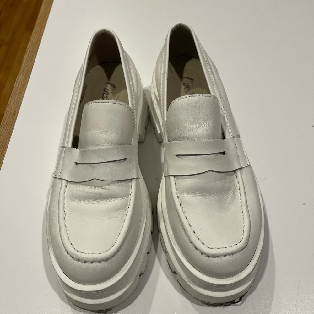 Intervalle White Leather Loafers, white, 38